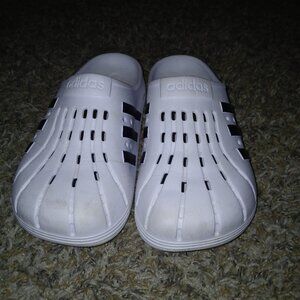 Adidas Women White and Black Slip-On Clogs